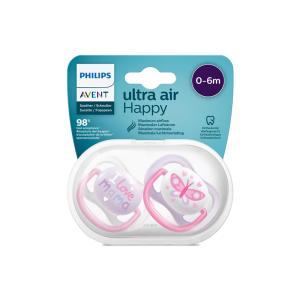 PHILIPS AVENT ULTRA AIR PACIFIER GIRL 0-6m 2pcs (Mama/Butterfly)