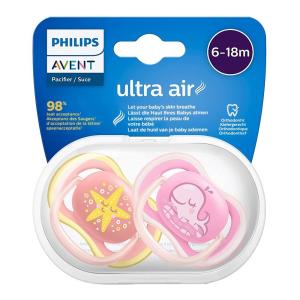 PHILIPS AVENT ULTRA AIR PACIFIER GIRL 6-18m 2pcs (Starfish/Whale)