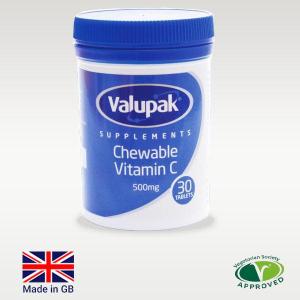 VALUPAC CHEWABLE VITAMIN C 500mg 30Tablets